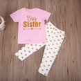 thumbnail image 4 of Girls 2PCS Outfits Big Sister Little Sister Print Tops Heart Print Pants, 4 of 8