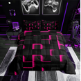 thumbnail image 2 of Erosebridal Gradient Checkered Bedding Sets Full with Comforter,Buffalo Stereoscopic Duvet Insert,Geometry Decor,Reversible,3pcs, 2 of 7