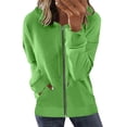thumbnail image 2 of PEZHADA Économies d'Automne Chandail à Capuchon à Fermeture à Glissière Décontracté pour Femme, Veste Ouverte à l'Avant, Coupe Ample, Manteau à Manches Longues avec Cordon, Chandail à Capuchon avec Poche, Vert, 2 of 5