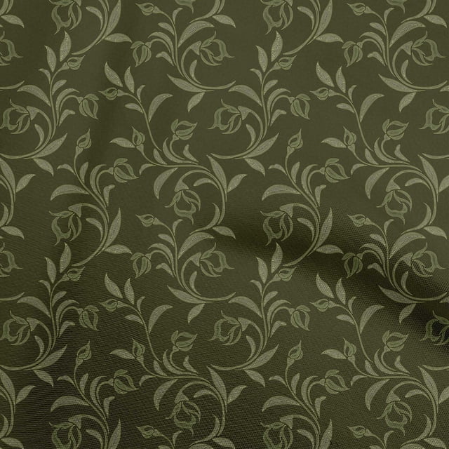 oneOone Polyester Spandex Dark Green Fabric Floral Craft Projects Decor Fabric Printed By The Yard 56 Inch Wide