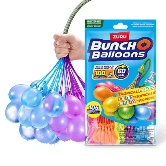 Bunch O Balloons Tropical Party 100+ Rapid-Filling Self-Sealing Water Balloons (3 Pack)