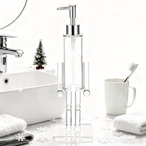 One bouteille de pompe acrylique clip-on, bouteille de savon à la main de casse-noix, bouteille à la vaisselle de casse à noix, salle de bains de Noël et décoration de cuisine., transparent