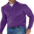 thumbnail image 1 of Men‘s Stand Collar Zipped Knit Sweater in Solid Color, 1 of 5