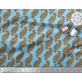 thumbnail image 2 of Soimoi Blue Velvet Fabric Brown Paisley Printed Fabric 1 Yard 58 Inch Wide, 2 of 3