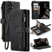 CaseMe Case for Samsung Galaxy A37 5G Wallet Case for Women Men, Fashion Durable PU Leather Magnetic Flip Lanyard Strap Wristlet Zipper Card Holder Wallet Phone Case for Samsung Galaxy A37 5G 6.7"