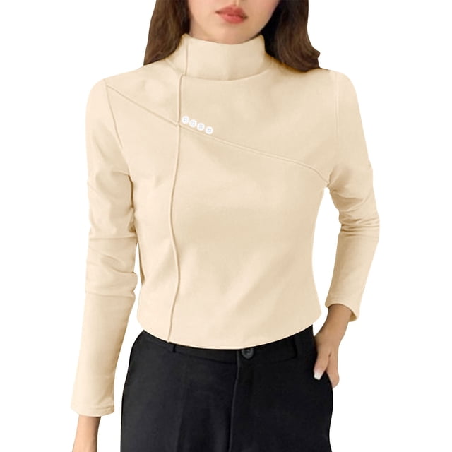Womens Double Sided Fleece Top Ultra Soft Warm Long Sleeve Base Layer Fitted Stretch for Essential Fall Winter Thermal Wear