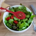 thumbnail image 4 of Silicone Kitchen Ladle Spoon with Strainer - Long Handle Soup Skimmer with Hook - Heat Resistant Nonstick Cooking Utensil for Ramen Noodles Rice Pasta - Dishwasher Safe Slotted Serving Spoon, 4 of 5