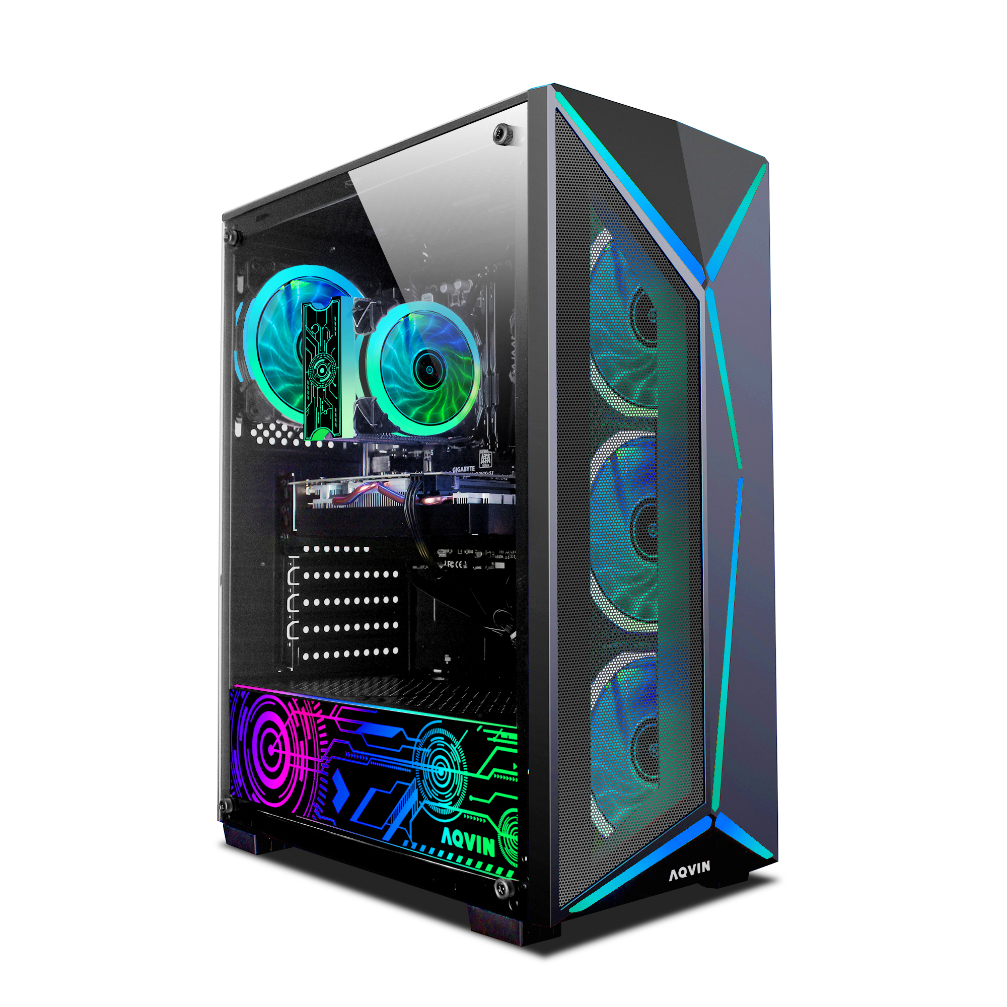 AQVIN-AQ80 Tower Gaming Desktop Computer PC, Intel Core i7 processor, 16GB RAM, 1TB NVMe SSD, RTX 3050 6GB, Windows 11 Pro, Gaming Keyboard & Mouse
