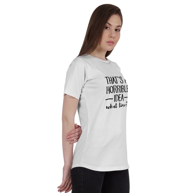 Inkmeso Women Quote Top That's A Horrible Idea What Time? Graphic Print Tee T-Shirt