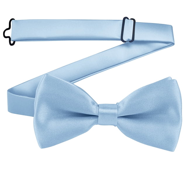 Xfvqtps Boys Bow Tie Solid Color Bowties Adjustable Neckties for Uniform School Party Light Blue