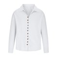 thumbnail image 4 of RXIRUCGD Chemise Blouse pour Homme Mode Décontractée Unie à Boutons, Col Rond, Manches Longues, Col Rabattu, Blanc, Taille : 2TG, 4 of 6