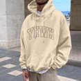 thumbnail image 2 of MIASHUI Men's Basic Pullover Hoodie with Front Pocket and Adjustable Drawstring, Comfortable Casual Wear for Everyday Use Beige,L, 2 of 4