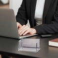 thumbnail image 1 of Clear Plastic Business Card Storage Box Organizer for Desk, Exhibition, or Home, ABS Material, 12x11x7cm, Spacious Card Holder, 1 of 7