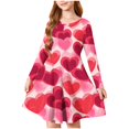 thumbnail image 1 of EGNMCR Longues Robe à Manches à Col Rond Filles Robe Extensible à Manches Longues Robe Trapèze Tournoyante Patineuse Récital d'École Robe à Manches Longues à Col Rond Fille Robe en Polyester, 1 of 4