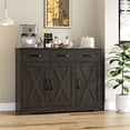 thumbnail image 1 of Homfa Buffet Bahut de Cuisine 42,5 Pieds', Armoire de Rangement Style Ferme à 3 Tiroirs avec Tablette Ajustable, Brun Foncé, 1 of 8
