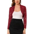 thumbnail image 1 of Kmbangi Floral Lace Cardigan+ See-through Scalloped Long Sleeve Crop Tops, 1 of 5