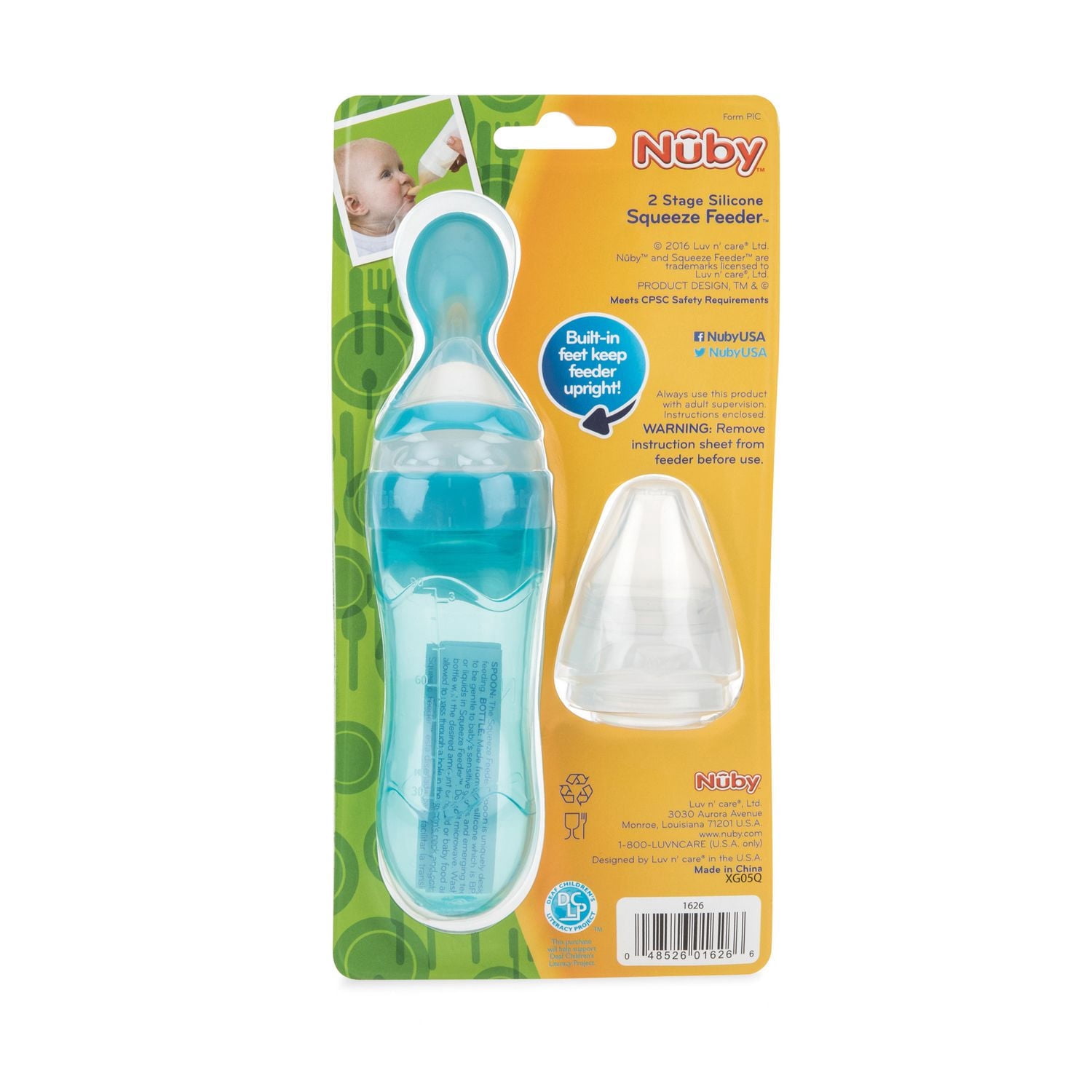 Cuillère Squeeze Feeder™ en silicone en 2 étapes de Nuby pour les enfants de 4 mois et +