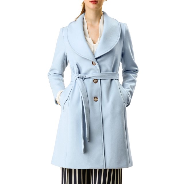 INSPIRE CHIC Manteau Trench Long pour Femme, Mignon, à Col Rabattu, à Simple Boutonnage, avec Ceinture