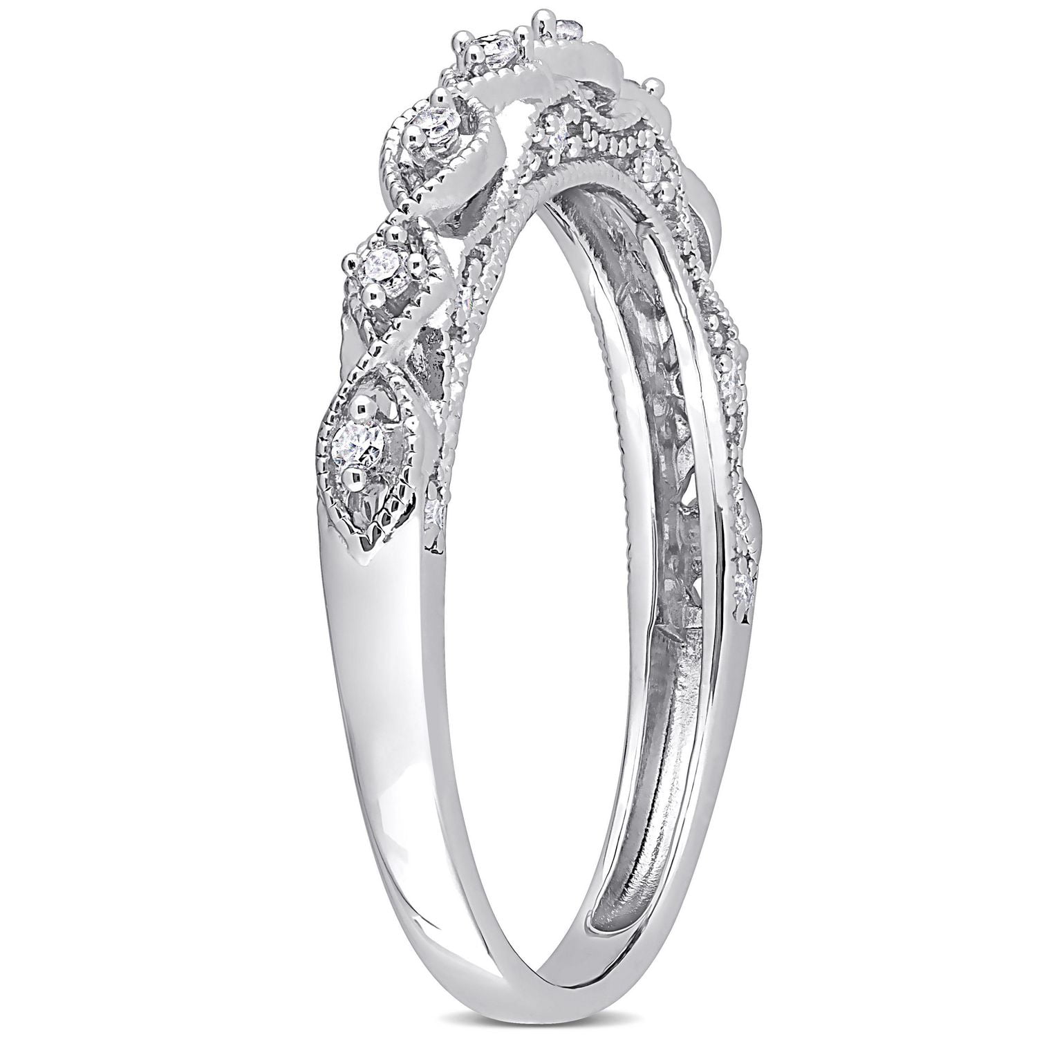 Bague d’anniversaire de Miabella avec 1/8 carat poids total de diamants en argent sterling