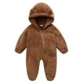 thumbnail image 1 of AherBiu Baby Girls Clothes Newborn Jumpsuits Hooded Fleece Zip up Infant Rompers Fall Winter Fuzzy Solid Color Bodysuits, 1 of 6