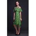thumbnail image 4 of Bimba Robe Midi à Épaules Dénudées pour Femmes, Tunique Évasée à Imprimé de Feuilles Vertes, Manches Volantées - X-Small, 4 of 6