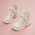 thumbnail image 2 of DHFJKG Ankle Boots For Girl Leather Upper Round Toe Solid Color Lace Up Lug Sole Non-Slip Boot With Side Zipper For Little Big Kids Versatile Shoes, 2 of 7