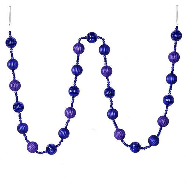 Vickerman M183566 6 ft. Purple Stripe Ball Garland