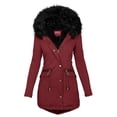 thumbnail image 2 of WEIYLL Womens Fleece Jacket Fashion Solid Color Plus Velvet Thick Slim Wine Cold Weather Tops Size 2XL, 2 of 3