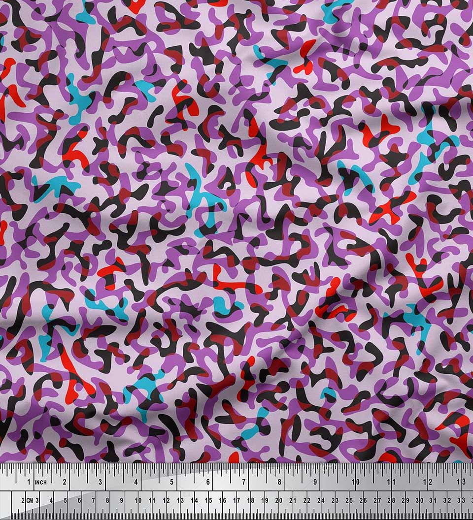 Soimoi Modal Satin Fabric Multicolor Camouflage Print Fabric by the Yard 42 Inch Wide