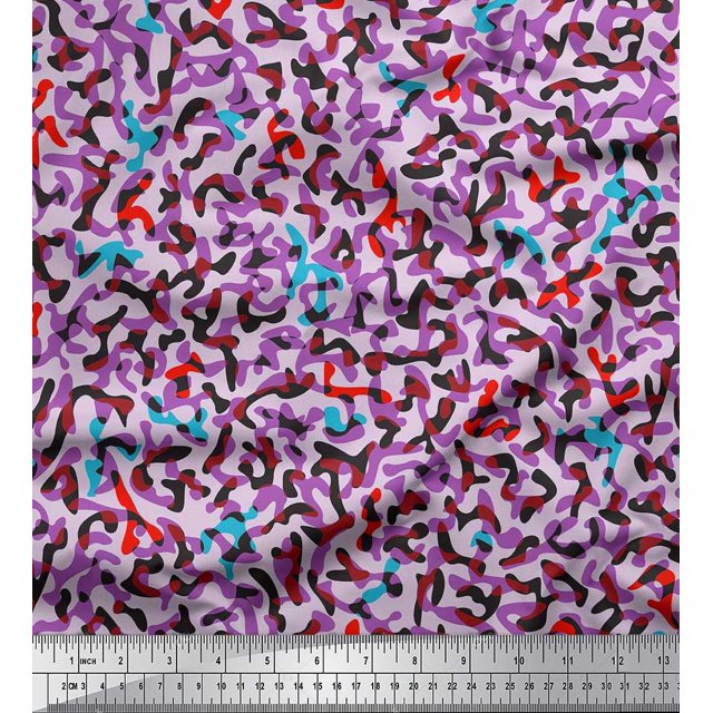 Soimoi Modal Satin Fabric Multicolor Camouflage Print Fabric by the Yard 42 Inch Wide