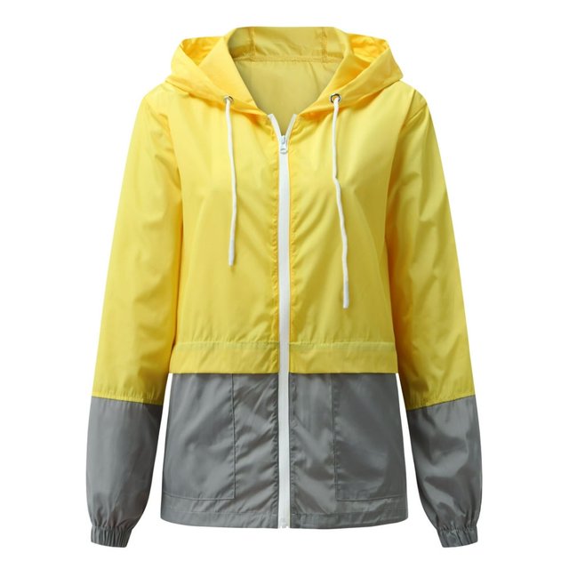 Qiylii Femmes Veste de Pluie Packable Couleur Extérieure Bloc Coupe-Vent à Capuche