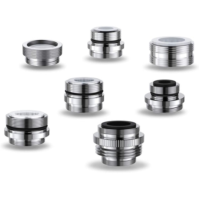 Yeacher 7Pcs Multiple Size Tap Hose Adapters Solid Brass Fit Removable Sink Aerators