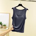 thumbnail image 2 of Débardeur pour Femme avec Soutien-Gorge Intégré, Camisoles Sans Manches pour Femmes Couleur Unie Col Rond Camisole Décontractée, Haut de Détente Doux pour Dormir pour l'Été, 2 of 9