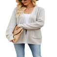 thumbnail image 1 of Women Knit Cardigan Long Sleeve Open Front Sweater with Pockets, 1 of 6