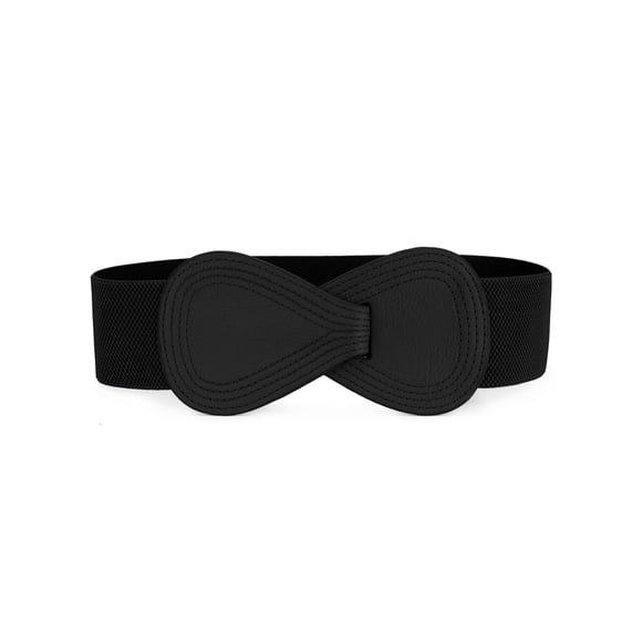 Unique Bargains Women's Solid Color Interlock 8-Shaped LBuckle Elastic Belts