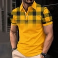 thumbnail image 2 of Sentmoon Vêtements d'Été pour Hommes, Coupe Ample et Décontractée, Col Rabattu, Manches Courtes, Tenue de Voyage Extensible, T-Shirts à Imprimé à Carreaux pour Hommes, Mode Urbaine pour Voyages d'Affaires, Jaune, TTG, 2 of 6