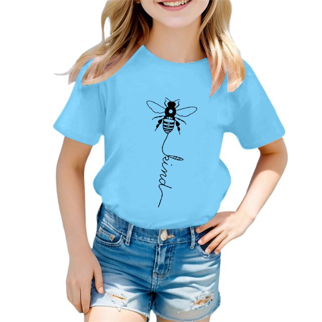 Haut Fille Chemise Banane Filles Mode Enfants Décontracté Imprimé Col Rond Ample Manches Courtes T-Shirt Haut