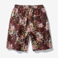 thumbnail image 4 of Short de Plage Décontracté en Coton et Lin à Cordon Style Ethnique Floral Beige TG, 4 of 6