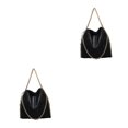 thumbnail image 3 of kurtrusly 1/2/3 Wide Application Convenient And Practical Chain Handbag For Women - Foldable Shoulder Bag Fashion PU Chain Shoulder Bag Black (gold chain) 2PCS, 3 of 6