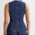 thumbnail image 5 of EGNMCR Gilet en Denim Décontracté pour Femme, Sans Manches Effiloché Déchiré Long en Denim, Veste en Jean pour Femme à la Mode Décontractée Couleur Unie Usée Sans Manches et à Capuche Veste en Denim/veste Femme Veste en Denim, 5 of 5