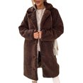 thumbnail image 1 of Innerwin Veste Sherpa à Manches Longues pour Femmes, Manteau de Voyage en Polaire Chaud à Col Rabattu, Café m, 1 of 3