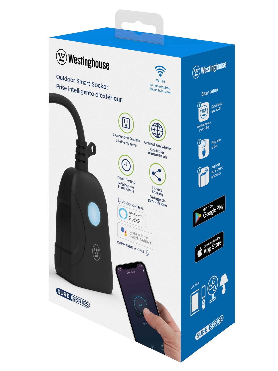 Prise intelligente Wi-Fi extérieure Westinghouse à 2 sorties
