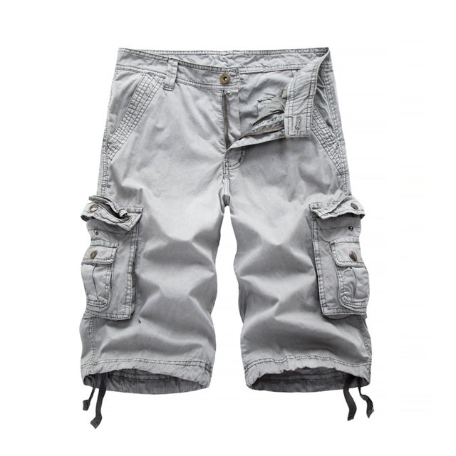 fastboy Cargo Shorts Pantalons Décontractés Homme Tenue Résistance à l'Usure Multi-Usage Extérieur Intérieur Commodité Costume de Travail à la Mode Blanc-Gris 38