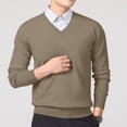 thumbnail image 5 of Xcmzpl Chandail-Robe à Col en V pour Hommes, Tricot, Manches Longues, Coupe Ajustée, Chandails Mode, Chandail à Enfiler, Chandail de Base Uni, Hauts de Chandail d'Automne, 5 of 5