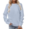 thumbnail image 1 of Yuyuzo Hauts d'Automne pour Femmes Chandails à Col Rond Manches Longues Chandail Uni à Enfiler T-Shirts Coupe Ample, 1 of 4