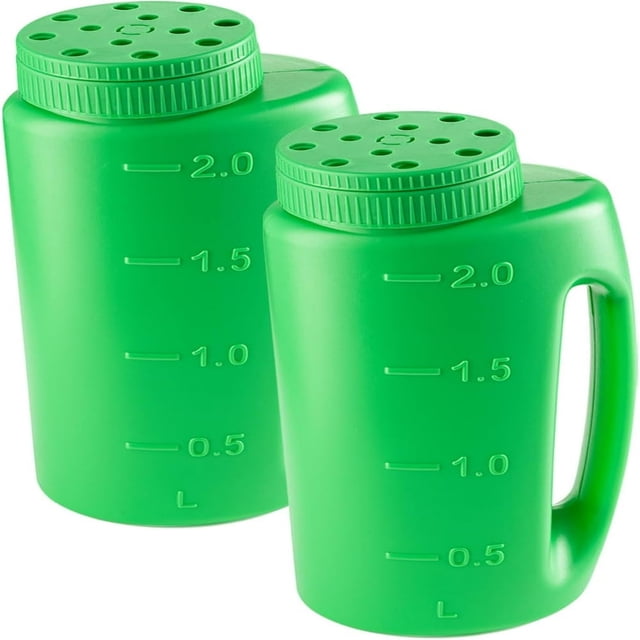 CHUANK Ice Melt Salt Spreader Handheld Shaker for Lawn Seed Salt Ice Melt Calcium Deicer Shaker 2 Liter Adjustable Hole Size Handy for Fertilizer Lawn Seed Salt to Deice