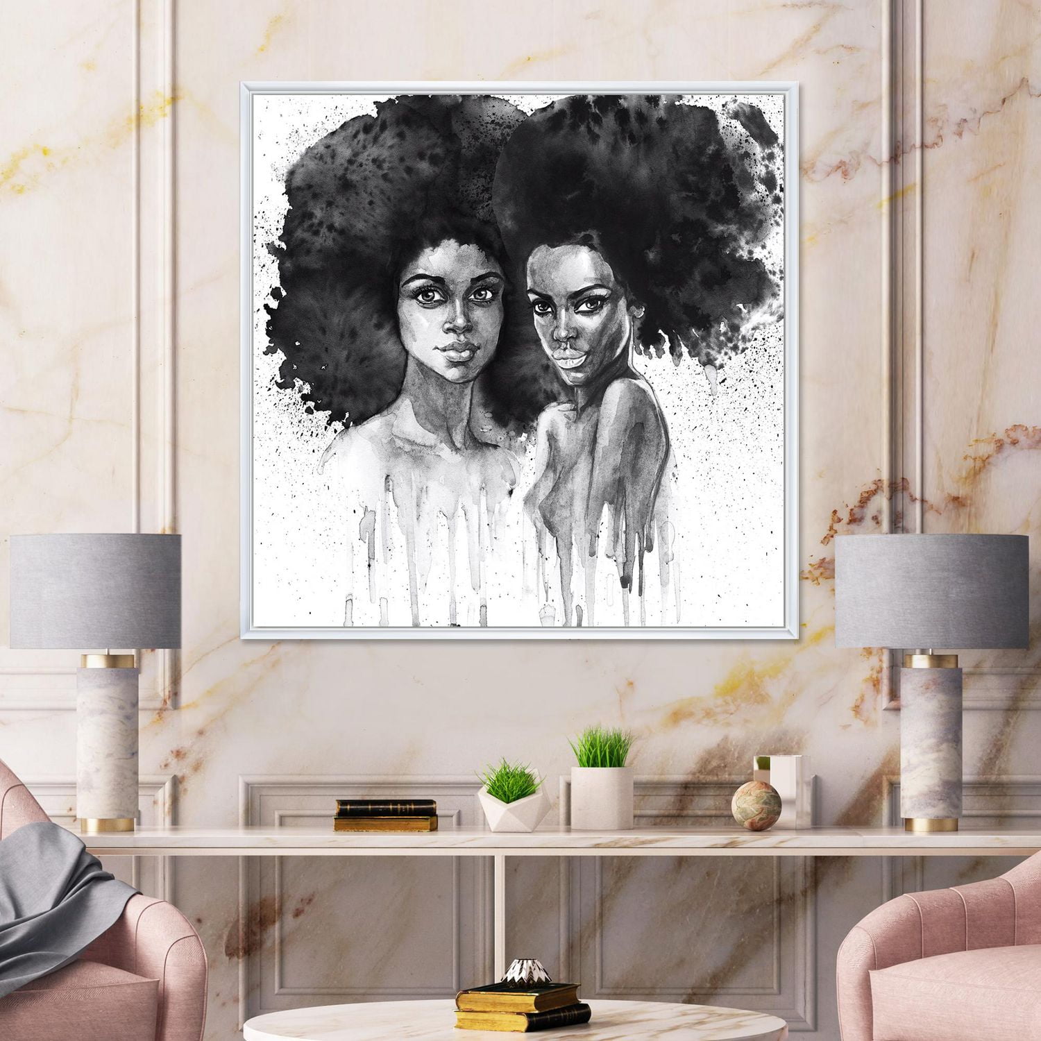 Designart Portrait de femme afro-américaine XI ART MURAL À CADRE FLOTTÉ