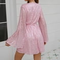 thumbnail image 3 of Uppada Robe de Cocktail pour Femmes avec Paillettes Robe de Fête Décolleté en V Profond Robe à Manches Longues Ourlet Fluide Robe Portefeuille Robe Trapèze Alin Liquidation en Liquidation, 3 of 7