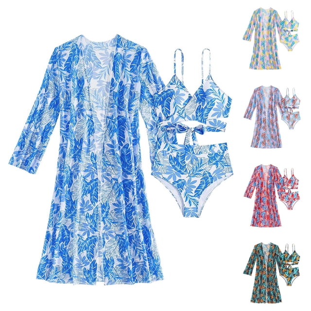VBTAPA Haut de Maillot de Bain Bikini de Plage 3 Pcs à Imprimé Floral pour Femme Bas Kimono Cardigans Ventes Éclair Violet G