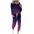thumbnail image 1 of Mrat Two Piece Set 2 Piece Jogging Sets Gradient Color Polyester Long Sleeve Sweatsuits Sets Two Piece Track Suits Drawstring High Waist Pants Set Comfy Outfits T-Purple 3XL, 1 of 5